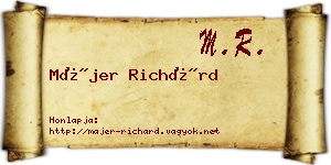 Májer Richárd névjegykártya
