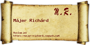 Májer Richárd névjegykártya